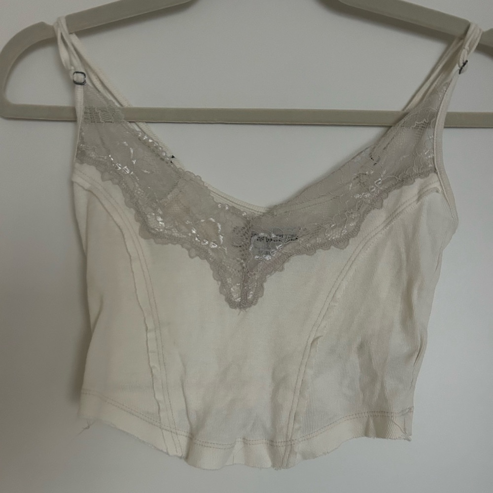 Lace vneck tank top corset style